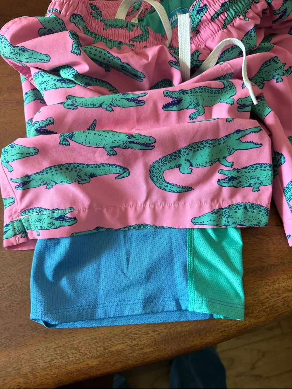 chubbies Pink and Teal Swim Trunks